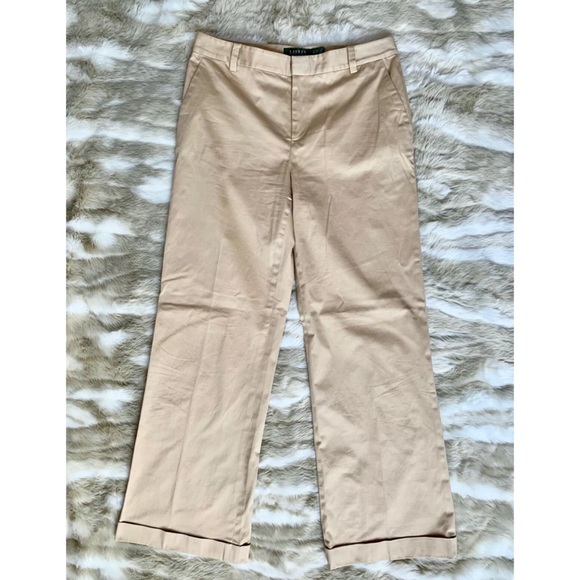 Lauren Ralph Lauren Pants - RALPH LAUREN Tan Wide Leg Cuffed Dress Pants